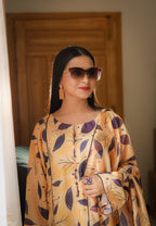 3 Piece - Unstitched Premium Poly Cotton Suit with Premium Silk Dupatta | 10-A-US-24 | Autumn’24