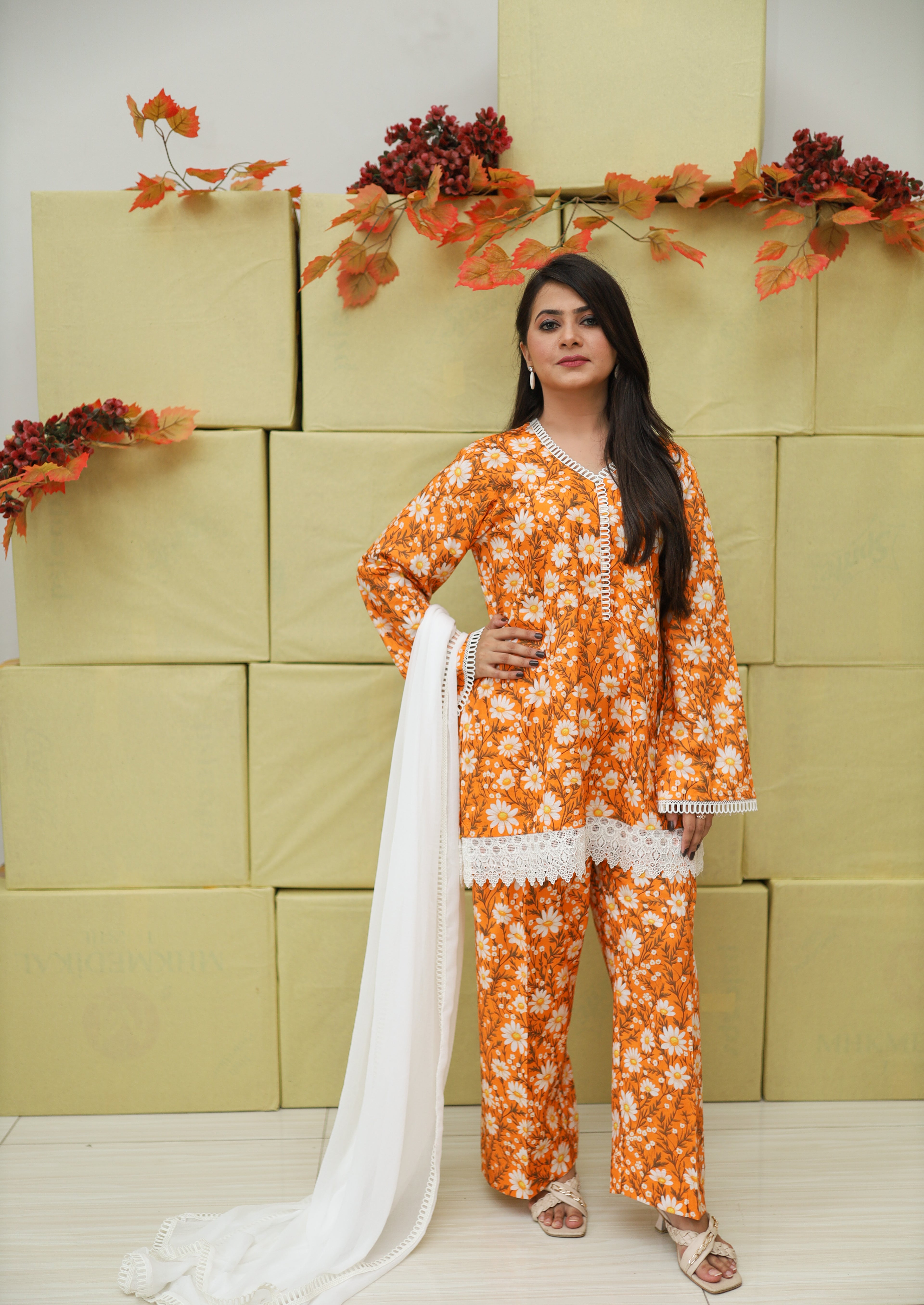 3 Piece - Unstitched Premium Lawn Suit with Chiffon Dupatta | 3-A-US-24 | Summer’24