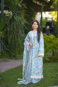 3PC Unstitched Premium Poly Cotton Suit with Premium Silk Dupatta | 7-A-US-24 | Autumn’24