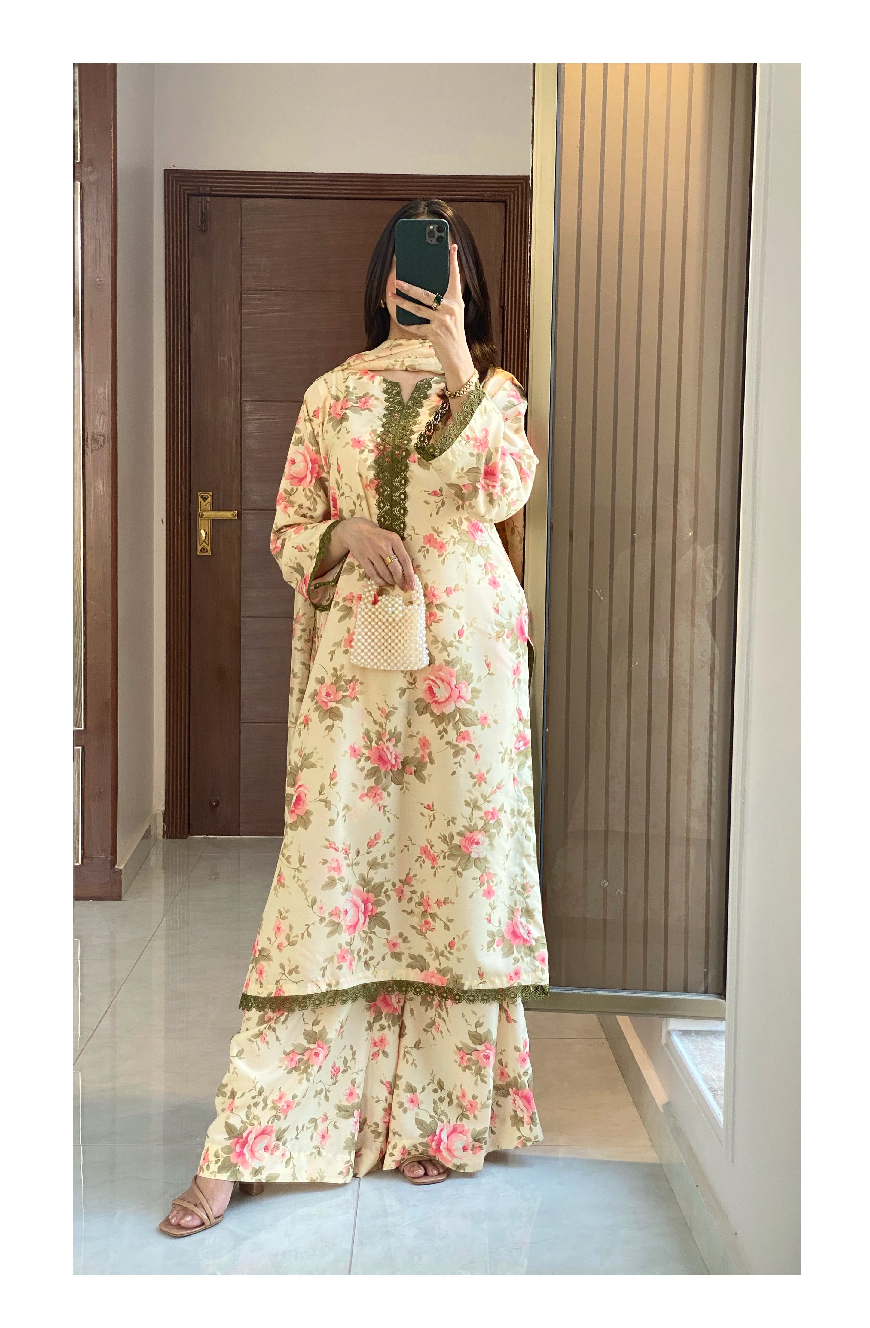 3 Piece - Unstitched Premium Poly Cotton Suit with Premium Silk Dupatta | 8-A-US-24 | Autumn’24