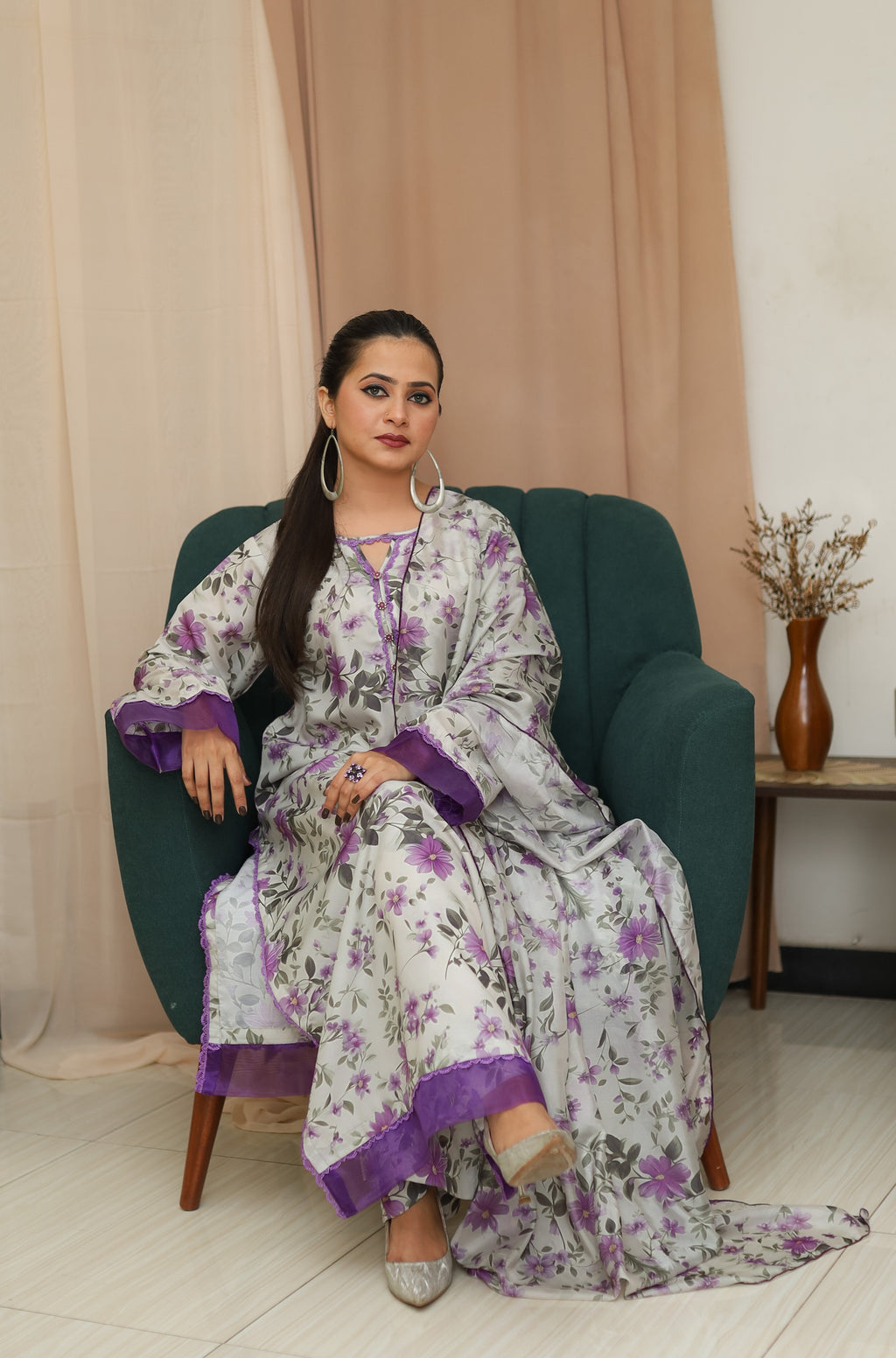 3 Piece - Unstitched Premium Poly Cotton Suit with Premium Silk Dupatta | 9-A-US-24 | Autumn’24