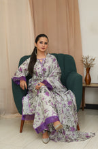 3 Piece - Unstitched Premium Poly Cotton Suit with Premium Silk Dupatta | 9-A-US-24 | Autumn’24