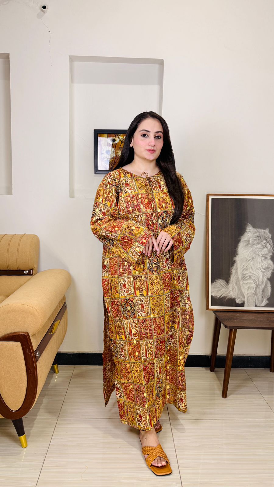 Stitched Premium Lawn Kaftan-Style Kurta | 1-A-S-25 | Summer’25