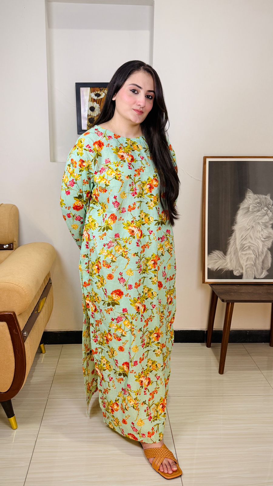 Stitched Premium Lawn Kaftan-Style Kurta | 3-A-S-25 | Summer’25