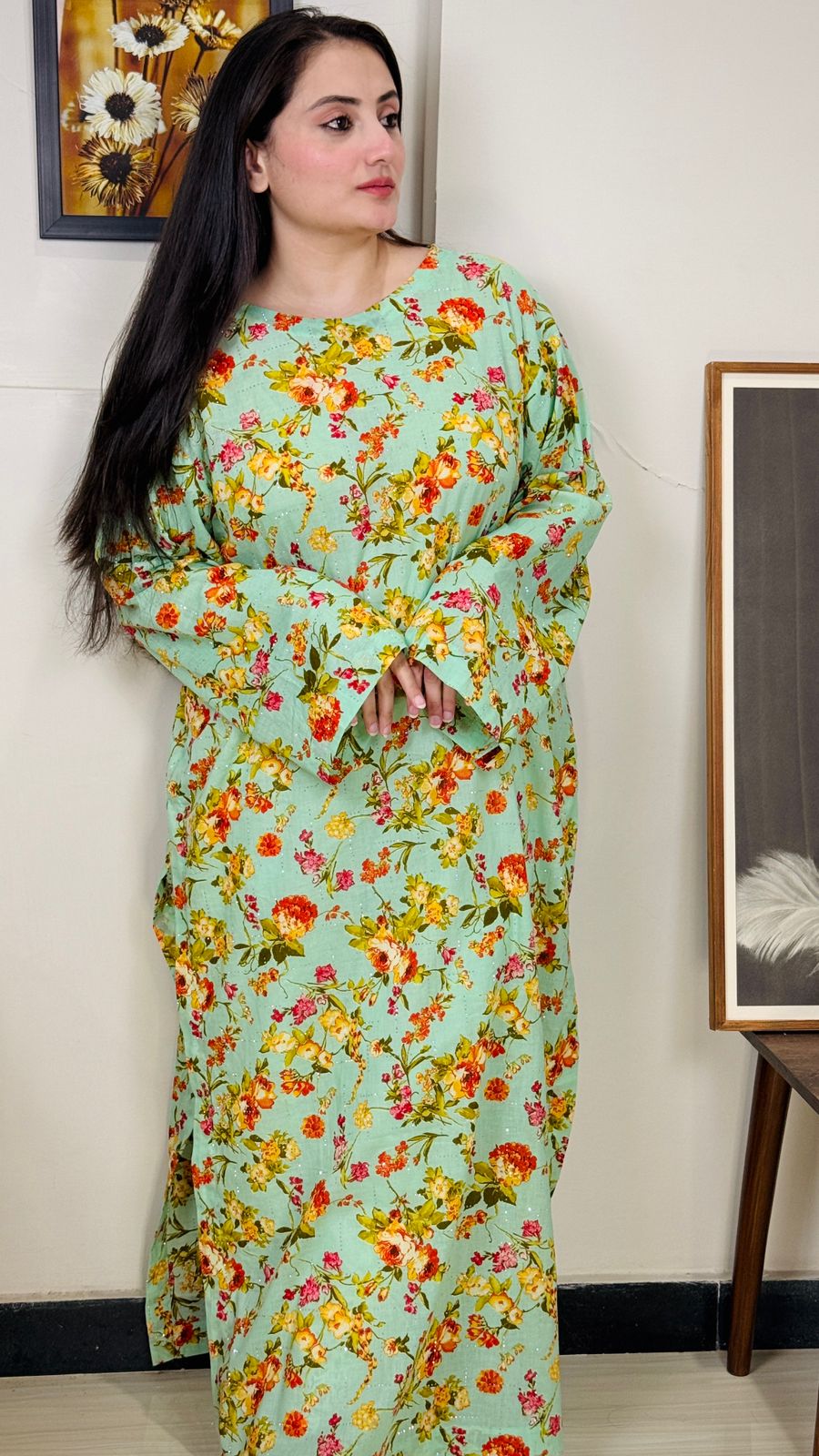 Stitched Premium Lawn Kaftan-Style Kurta | 3-A-S-25 | Summer’25