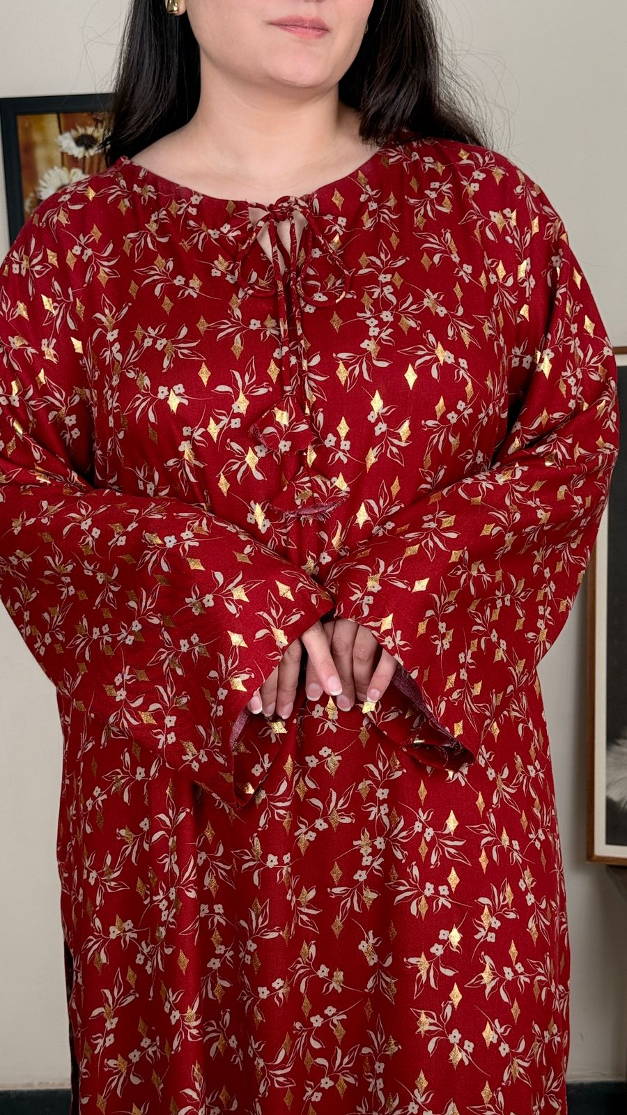 Stitched Premium Marina Fabric Kaftan-Style Kurta | 3-A-S-25 | Winter’25