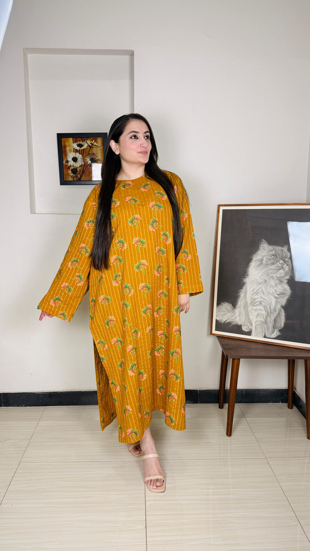 Stitched Premium Marina Fabric Kaftan-Style Kurta | 8-A-S-25 | Winter’25